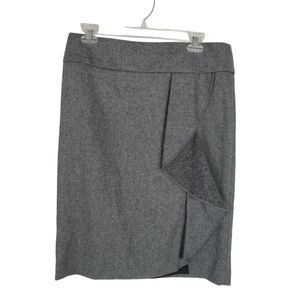 Talbots Gray Ruffle Front Tweed Wool Blend Pencil Skirt Careerwear